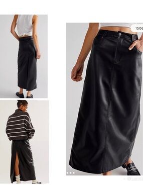 Free People City Slicker Vegan Leather Maxi Skirt